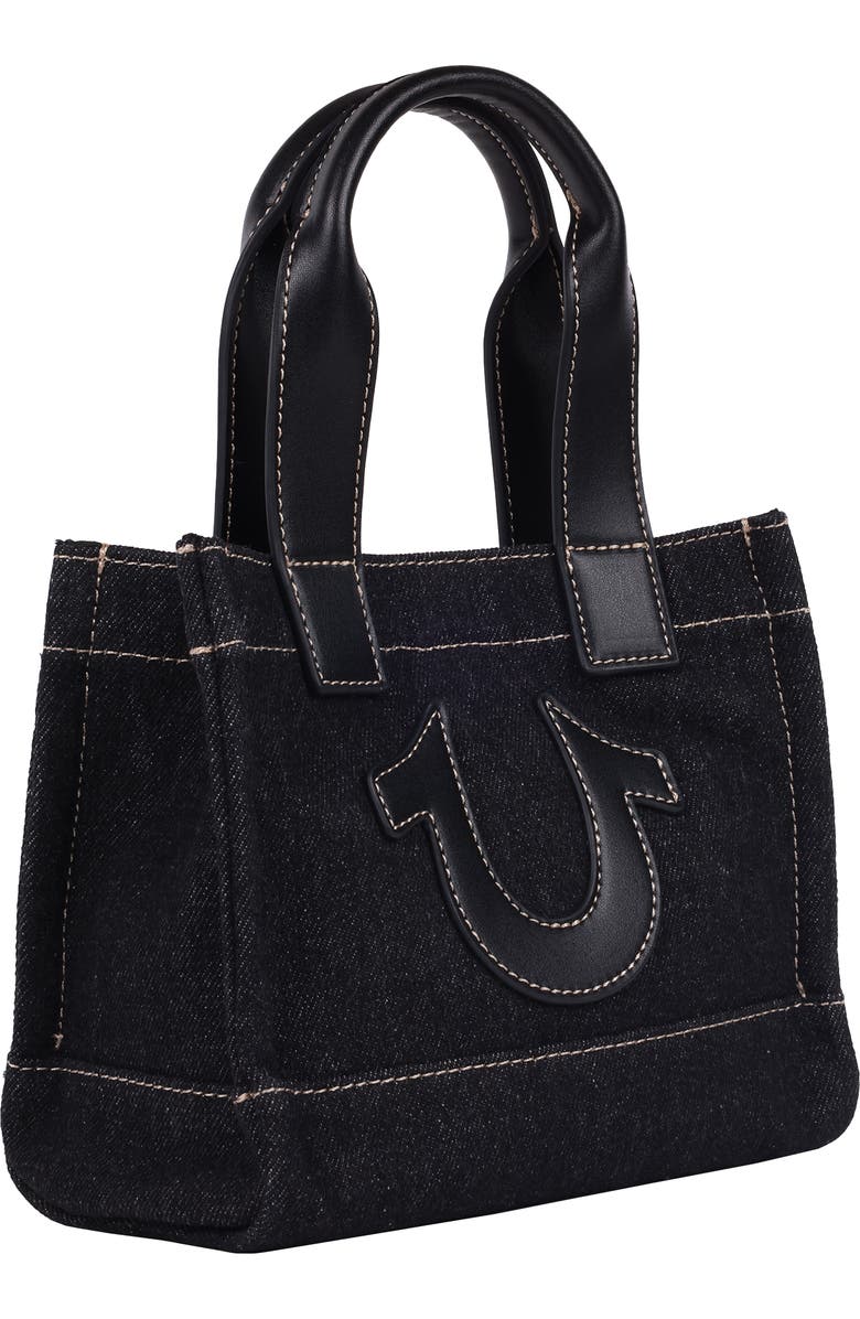 True Religion Mini Denim Tote, Alternate, color, Black