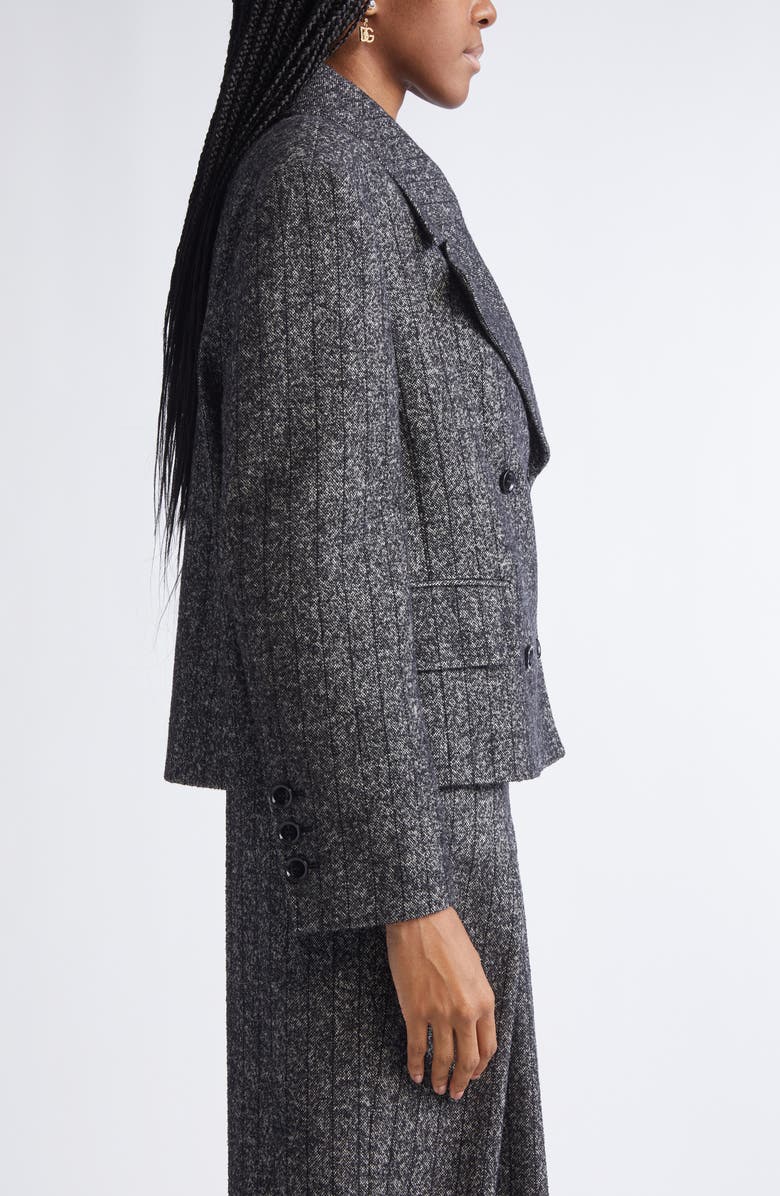 Dolce&Gabbana Stripe Double Breasted Wool Blend Crop Jacket, Alternate, color, S8051 Rigato