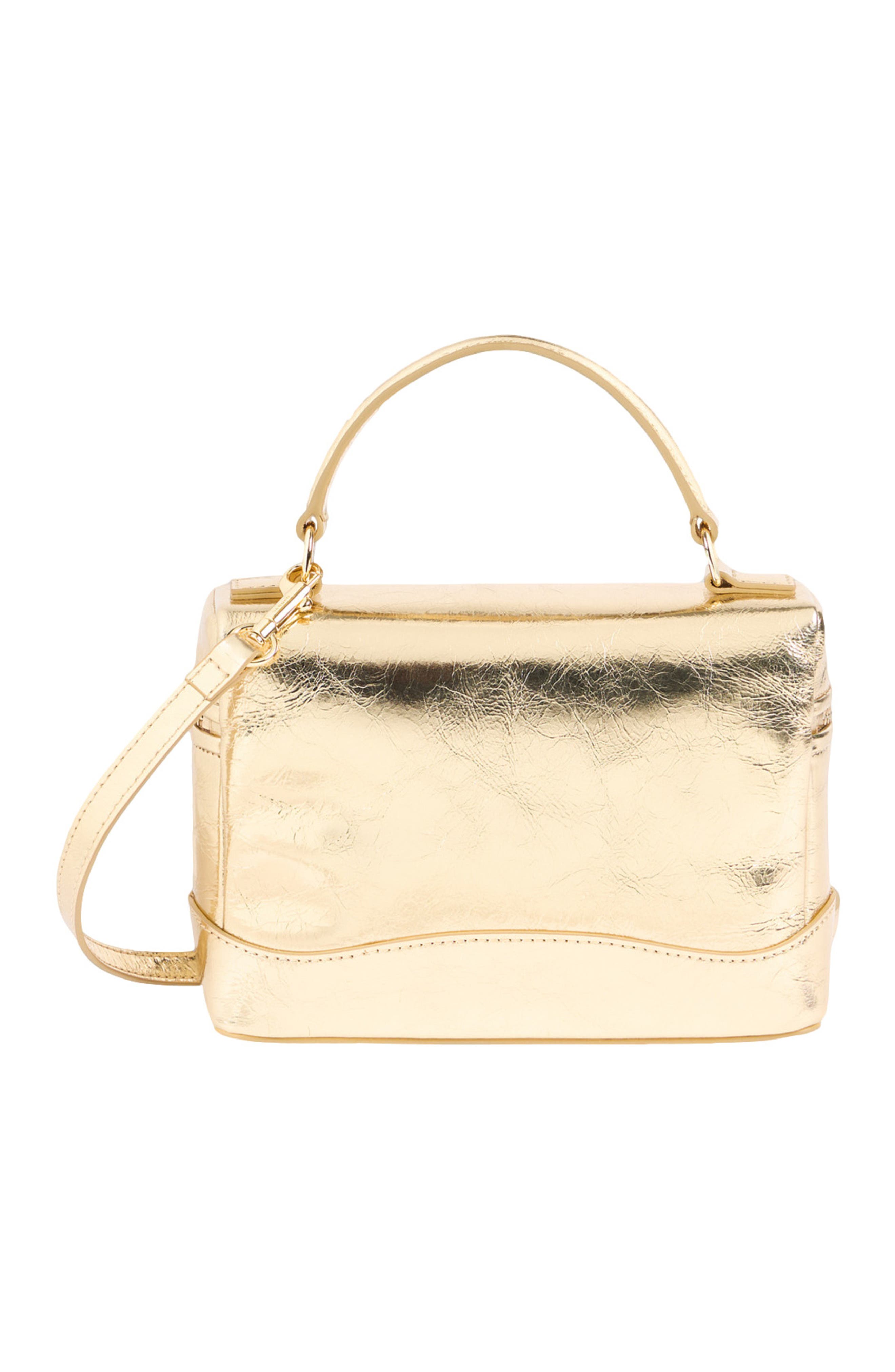 SANDRO Tangolino metallic leather bag, Alternate, color, Gold