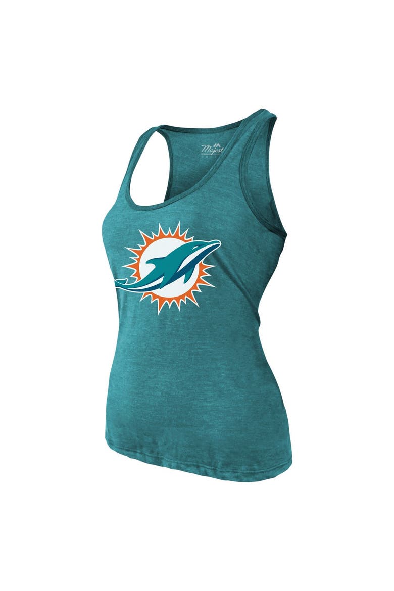 Women's Majestic Threads Tyreek Hill Aqua Miami Dolphins Name & Number Tri-Blend Tank Top, Alternate, color, Aqua