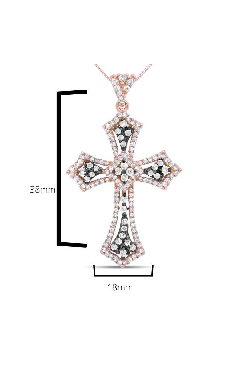Haus of Brilliance 14K Rose Gold and Black Rhodium 1.0 Cttw Diamond St. James Budded Cross Pendant, Alternate, color, Pink