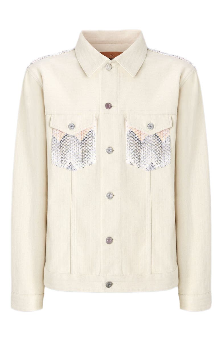 Missoni Denim Jacket With Chevron Knit Inserts, Alternate, color, 