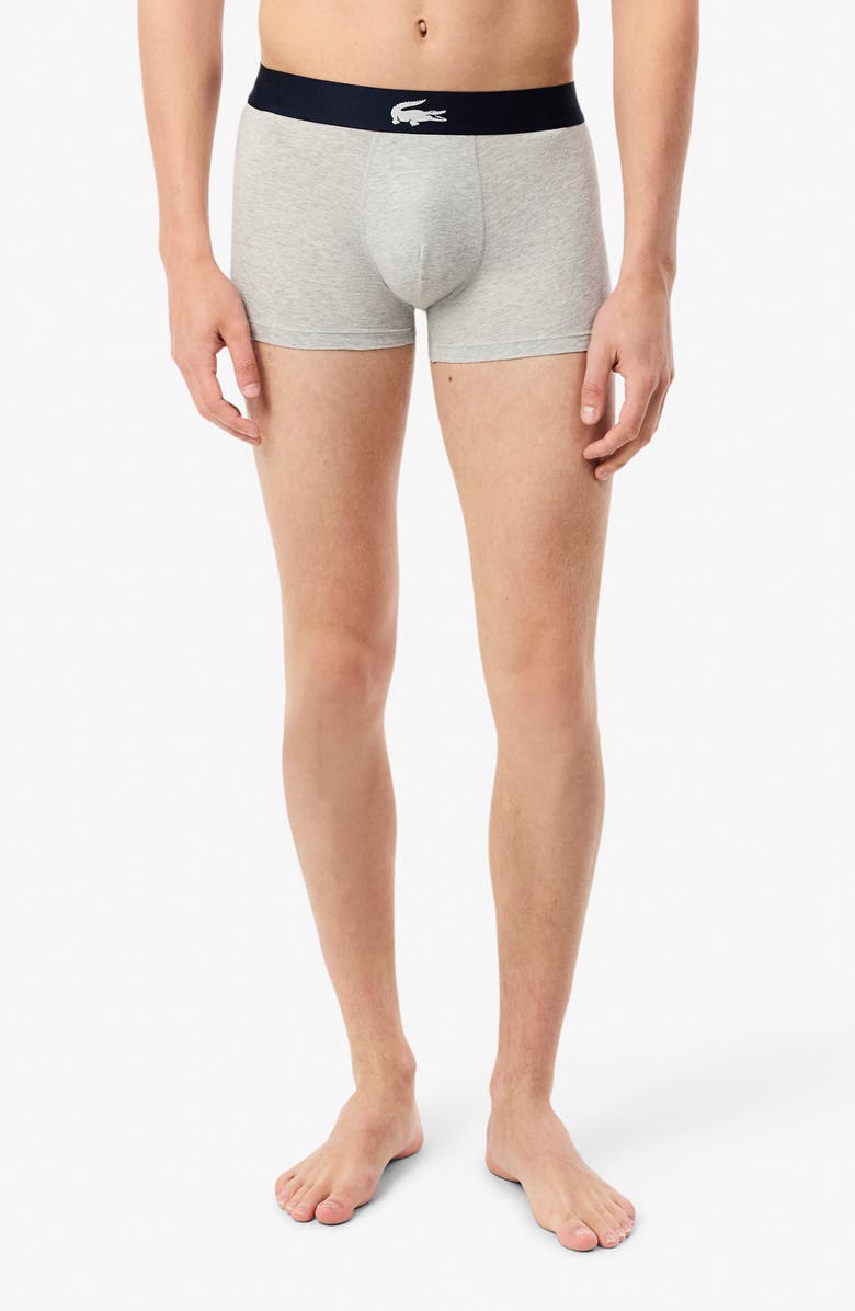 Lacoste Core Graphics Assorted 3-Pack Stretch Cotton Boxer Briefs, Alternate, color, Bck Navy Blue/ White-Silver