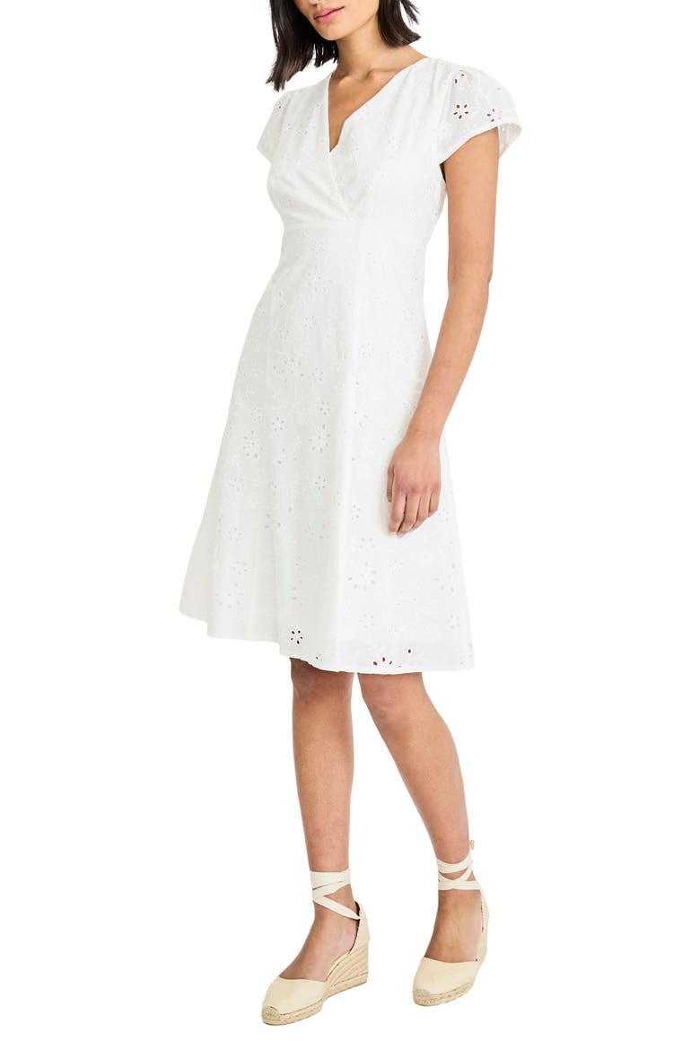 Cap Sleeve Eyelet Minidress, Alternate, color, IVORY