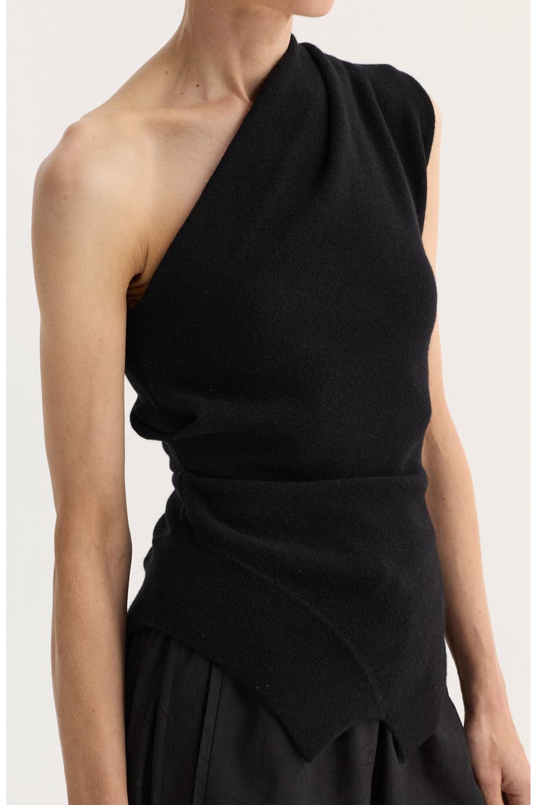 One-Shoulder Wool Blend Sweater, Alternate, color, BLACK