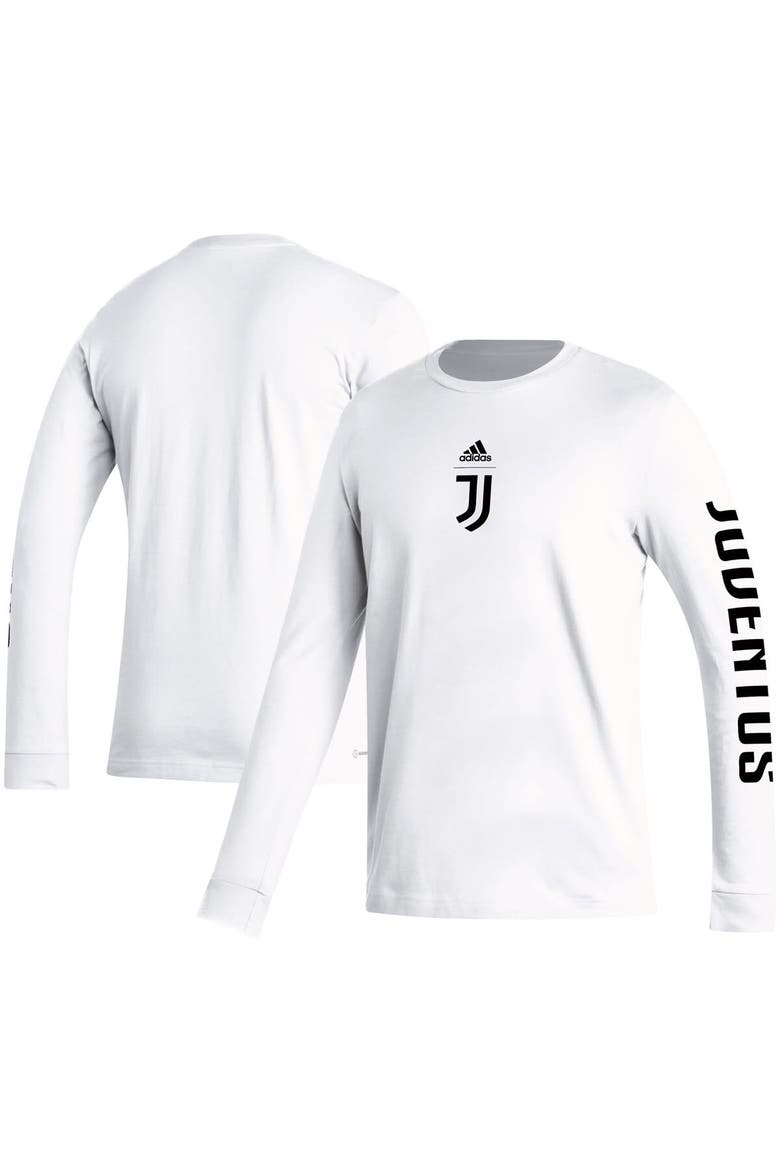 Men's adidas White Juventus Team Crest Long Sleeve T-Shirt, Main, color, White