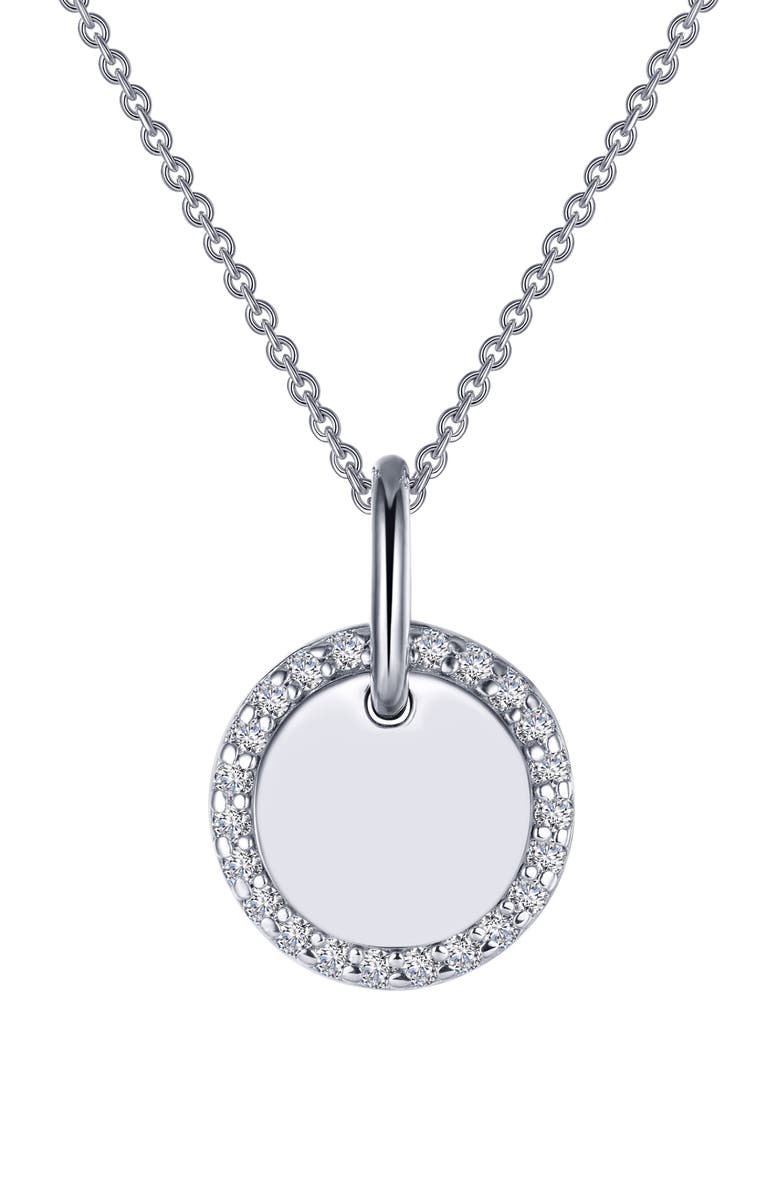 Lafonn Classic Simulated Diamond Round Disc Pendant Necklace, Main, color,