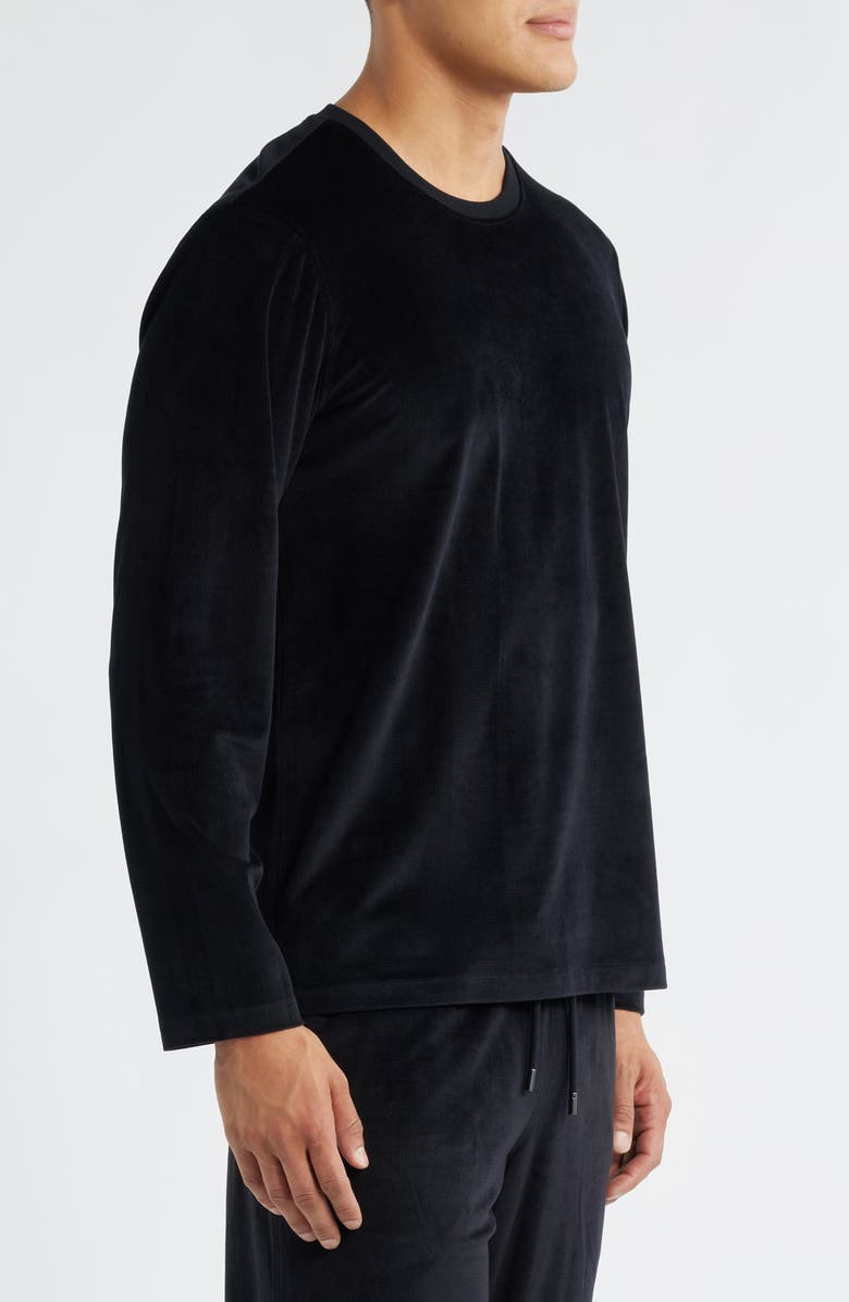 Daniel Buchler Velour Jacquard Long Sleeve Pajama Top, Alternate, color, Black