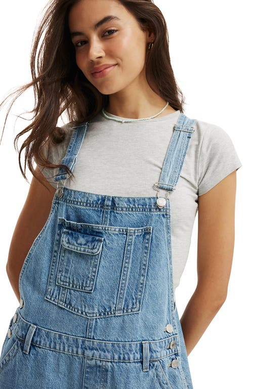 Cotton On Short Denim Overall In Cleanwater Blue
