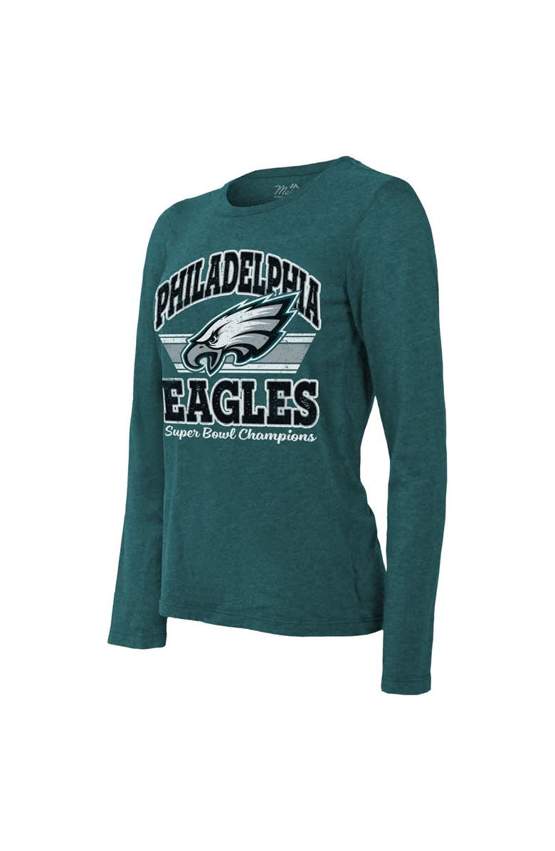 Majestic Threads Women's Majestic Threads  Midnight Green Philadelphia Eagles Super Bowl LIX Champions Coffin Corner Boyfriend Long Sleeve Tri-Blend T-Shirt, Alternate, color, 
