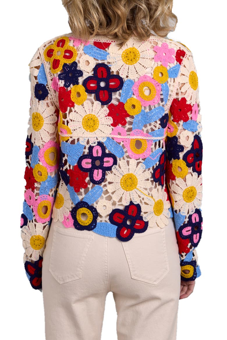 Floral Crochet Cardigan, Alternate, color, WHITE