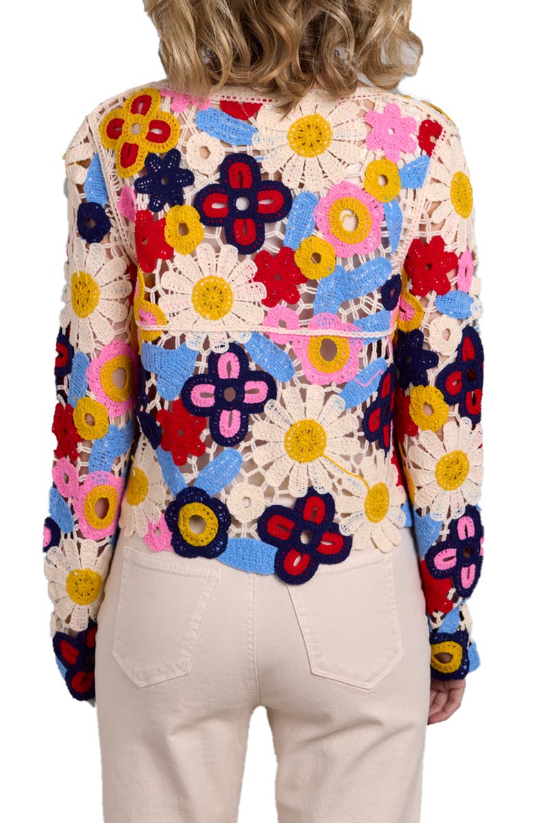 SAACHI Floral Crochet Cardigan, Alternate, color, White