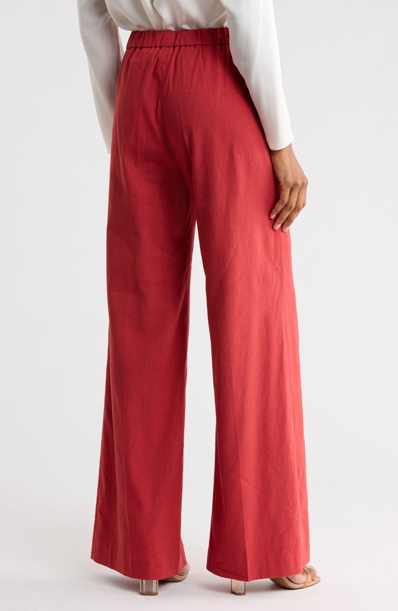 Theory Terena High Waist Linen Blend Wide Leg Pants, Alternate, color, Cherry Red