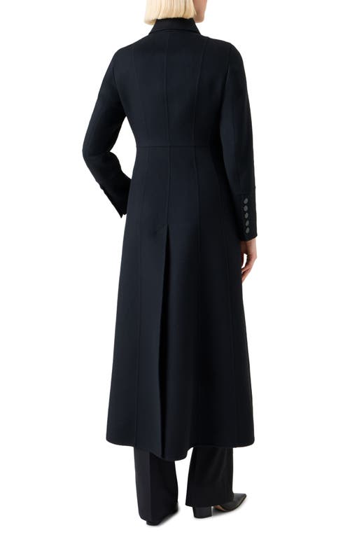 Akris Eva Double-breasted Wool Double Face Long Coat In Blue