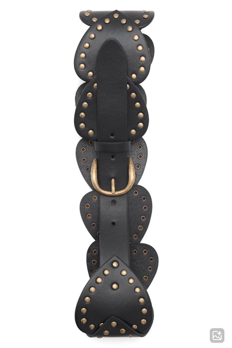 Studded Heart Belt, Alternate, color, BLACK