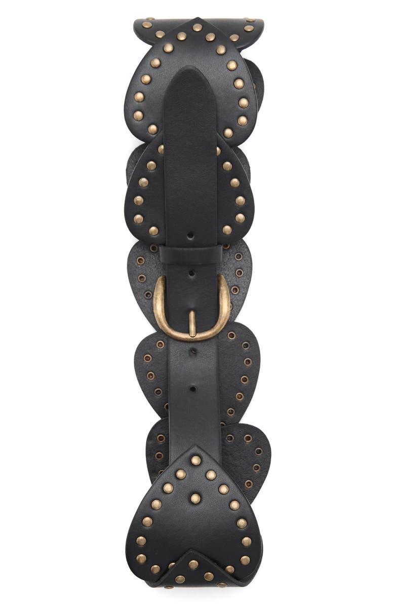 MANGO TEEN Studded Heart Belt, Alternate, color, Black
