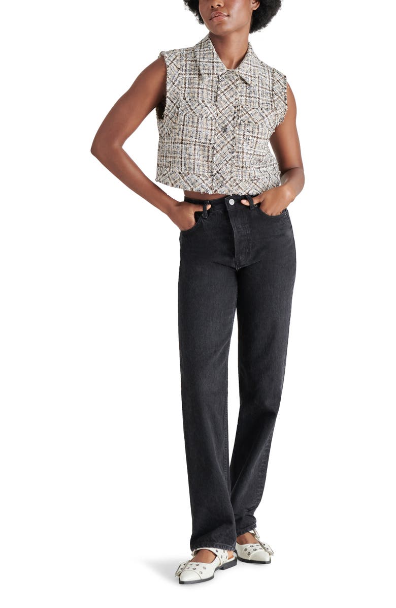 Steve Madden Bijou Tweed Crop Vest, Alternate, color,