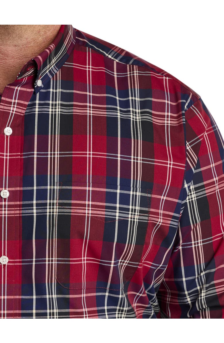 Oak Hill by DXL Big & Tall Large Plaid Sport Shirt, Alternate, color, Red