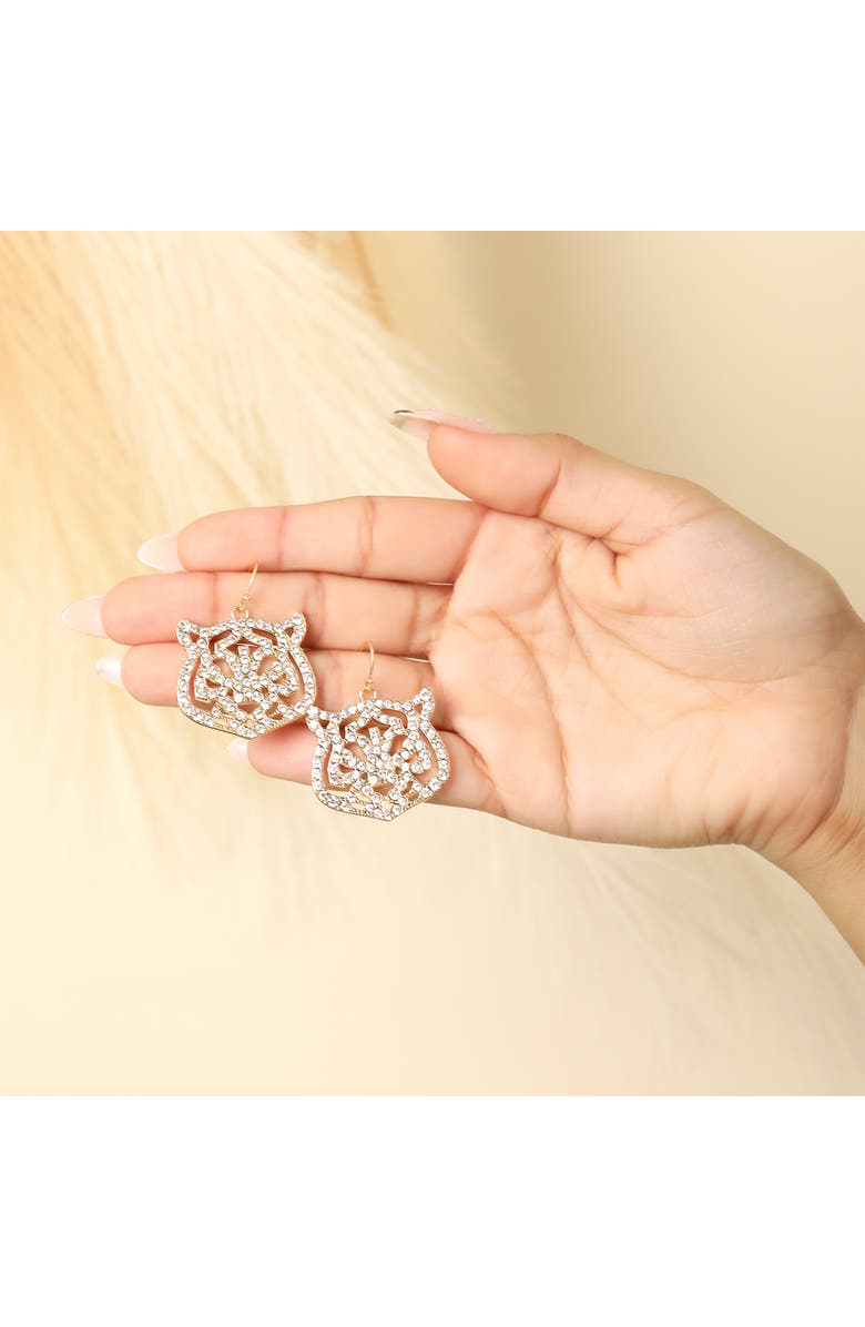 Jessica Simpson Tiger Drop Earrings with Clear Crystals, Alternate, color, Gold