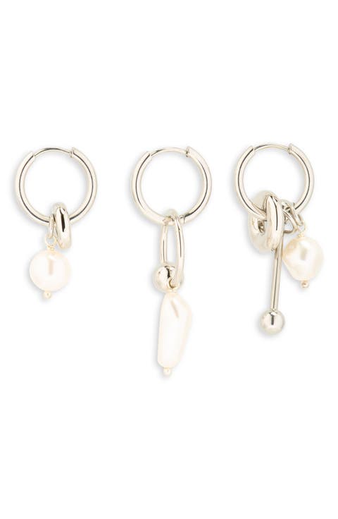 Set of 3 Palmer Hoop Drop Earrings