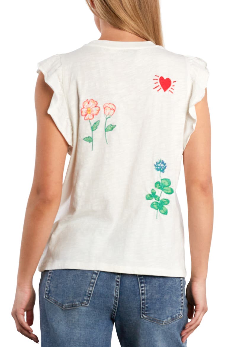 Aurora Petal Embroidered Sleeveless T-Shirt, Alternate, color, WHITE FLOWER