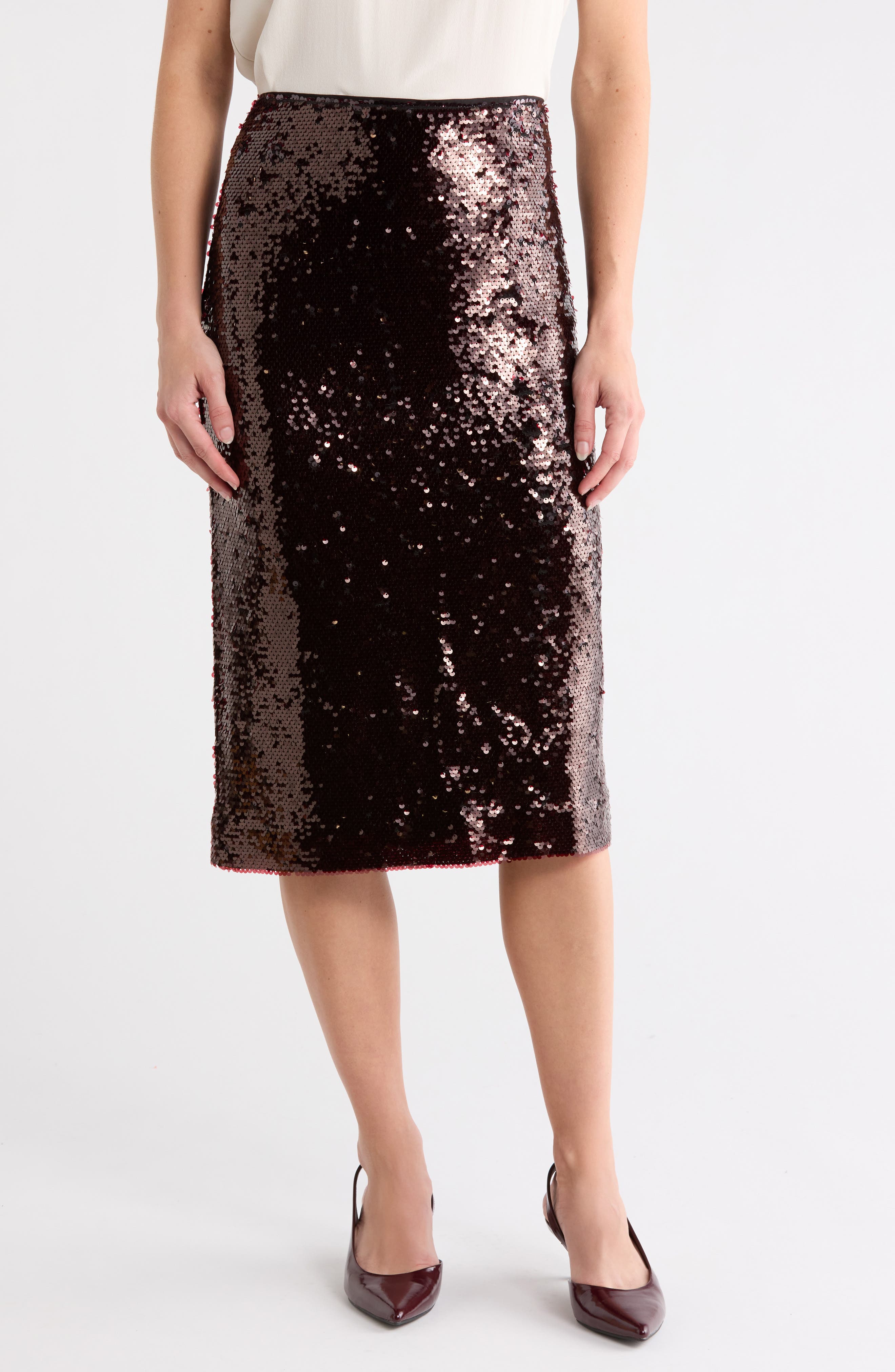 Sequin Column Midi Skirt