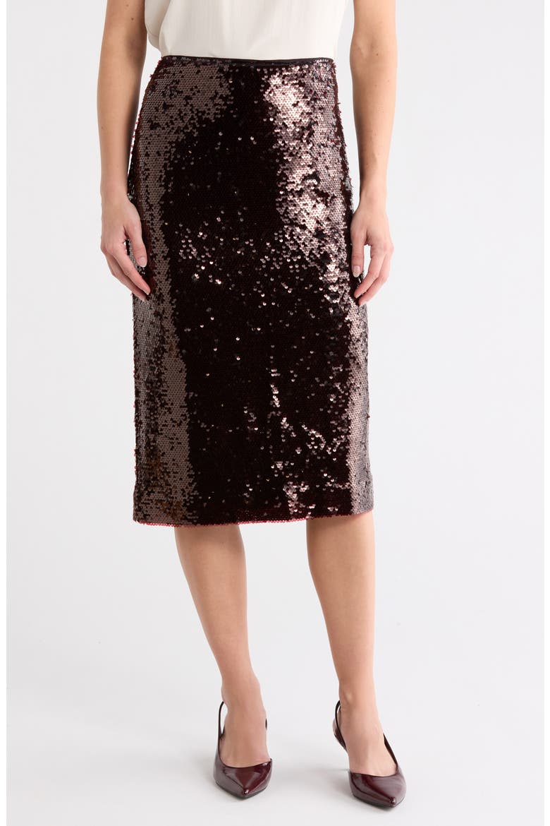 Sequin Column Midi Skirt, Main, color, BURGUNDY