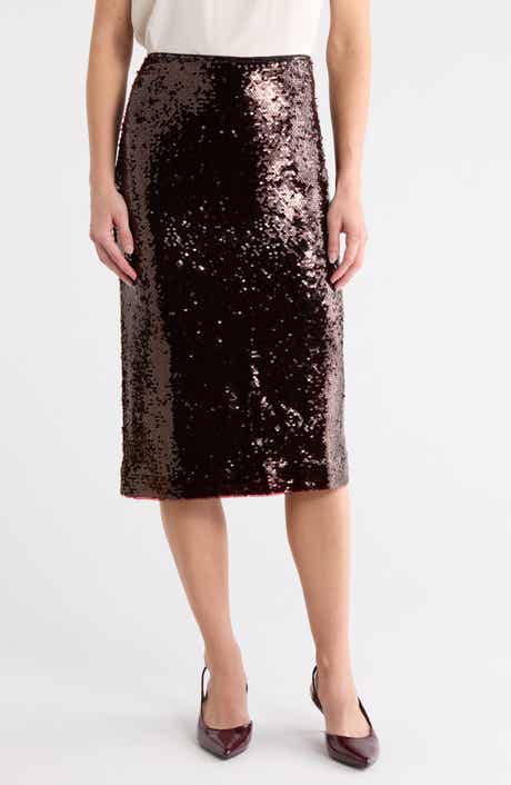 Sequin Column Midi Skirt