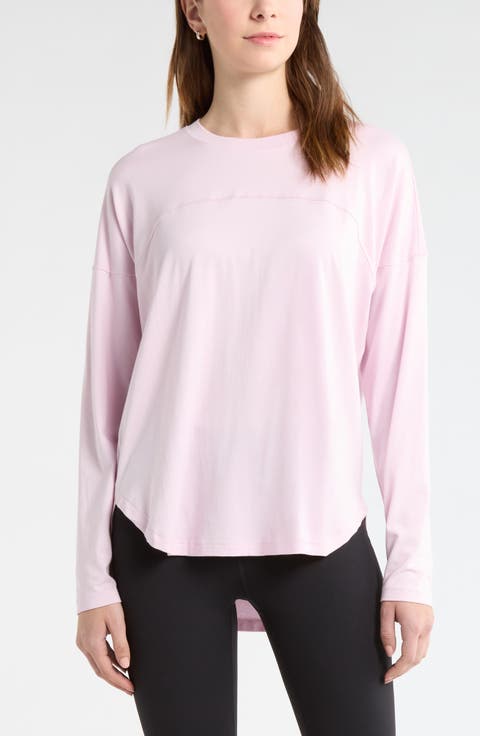 Sueded High-Low Long Sleeve T-Shirt
