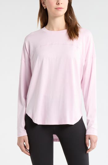 Zella Sueded High-Low Long Sleeve T-Shirt | Nordstrom