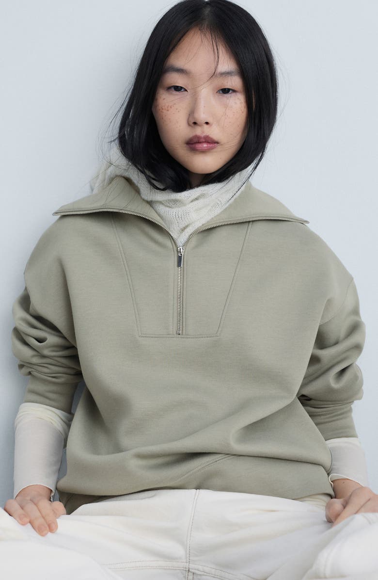 MANGO Quarter Zip Sweatshirt, Alternate, color, 