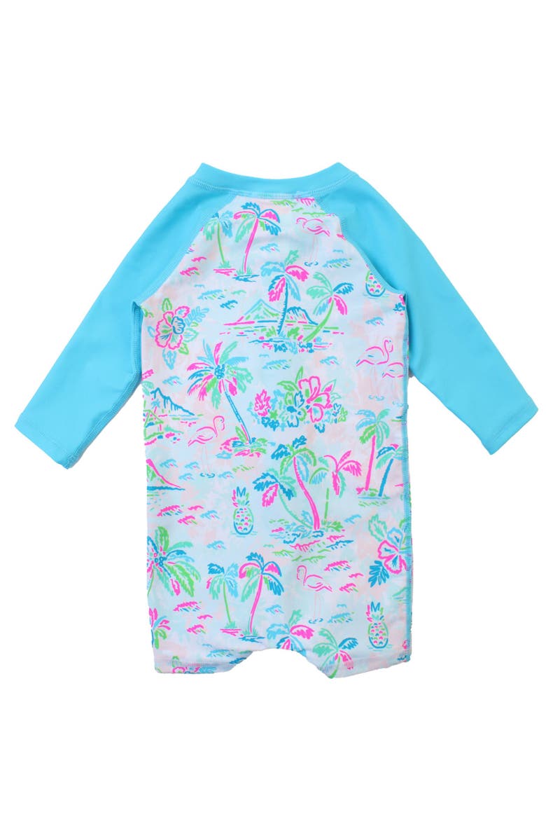 RuggedButts Boys Long Sleeve One Piece Rash Guard, Alternate, color, Tropical Resort