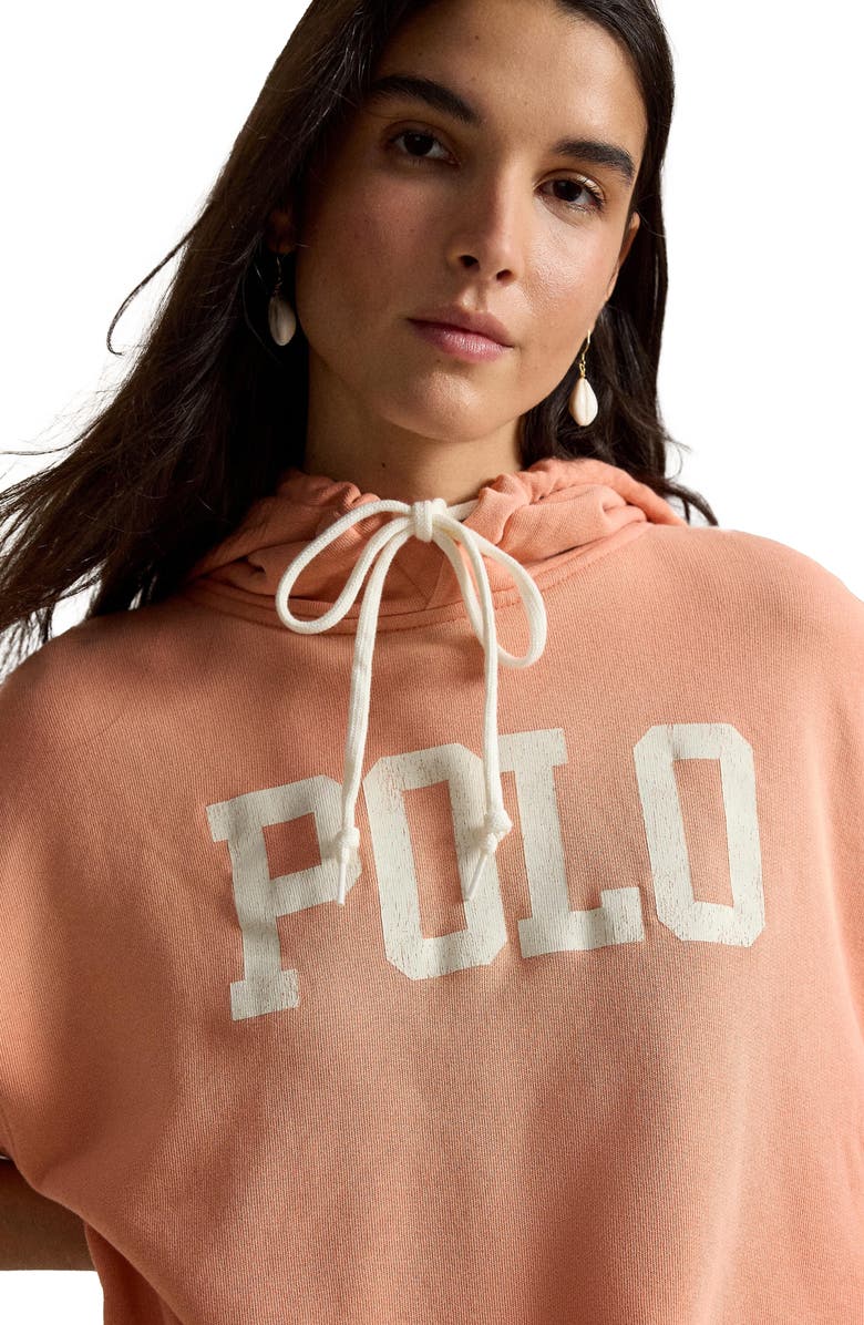 Polo Ralph Lauren Logo Lightweight Cotton Blend Fleece Hoodie, Alternate, color, Pastel Coral