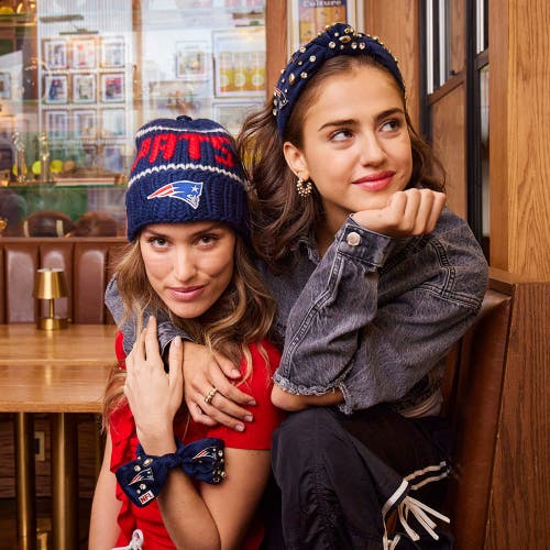 Lele Sadoughi New England Patriots Bow Scrunchie In Blue