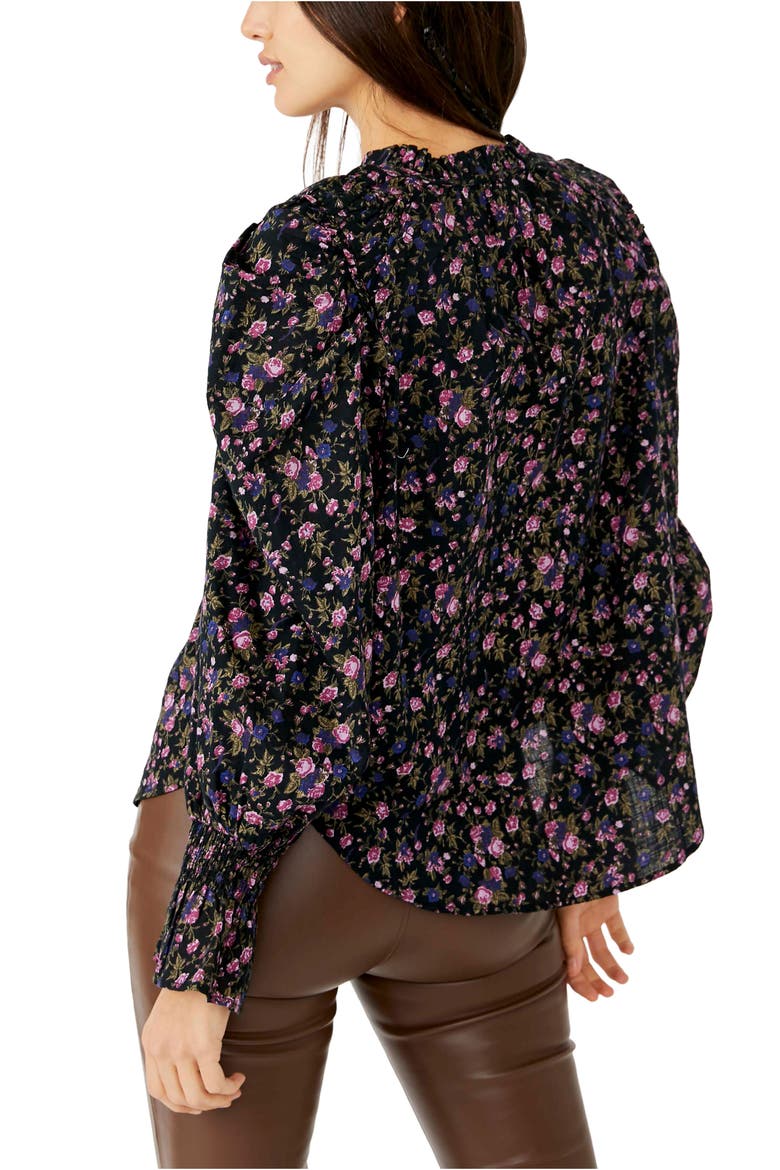 Meant To Be Floral Cotton Blouse, Alternate, color, BLACK COMBO