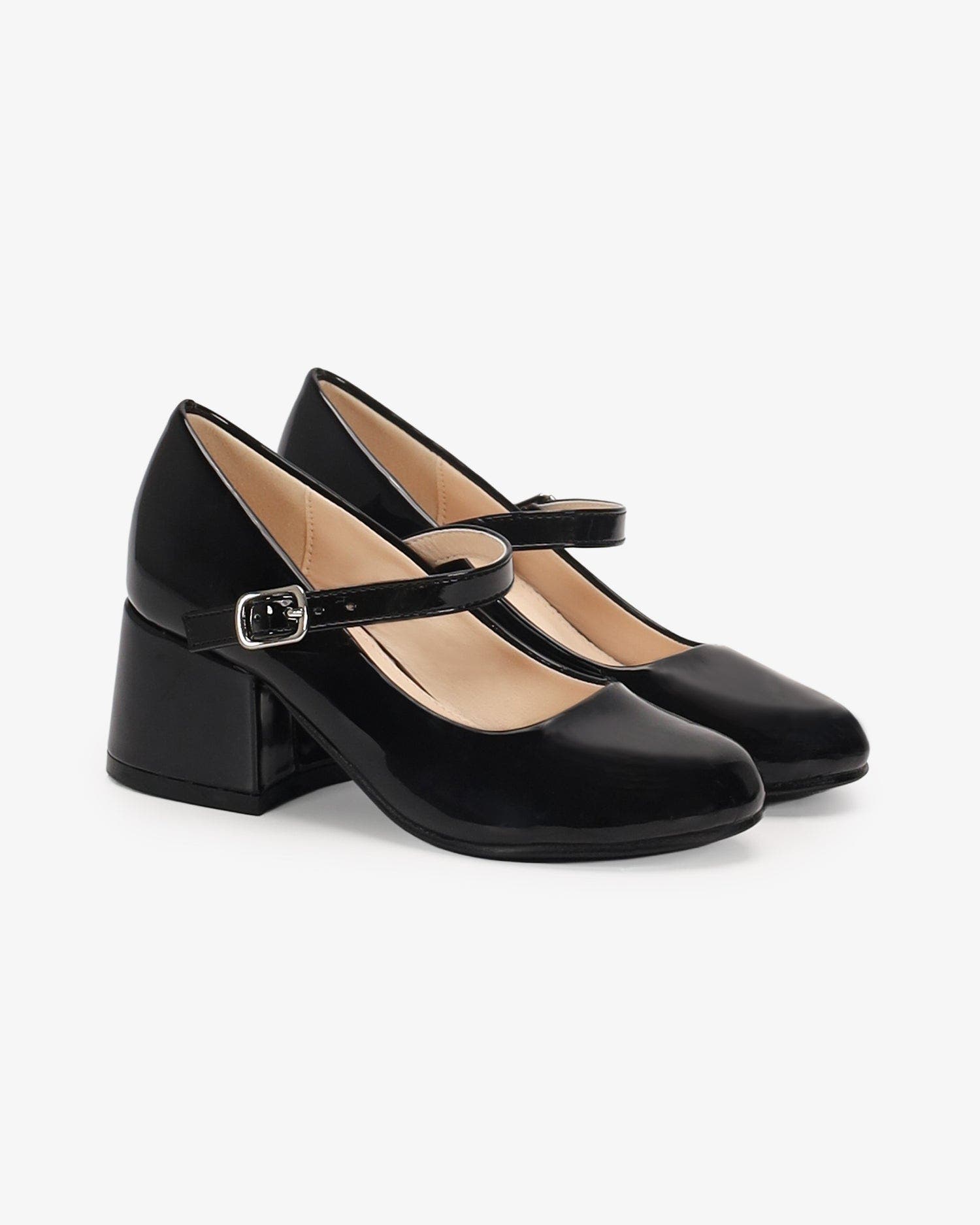 Charlotte Patent Mary Jane Girls Block Heel, Main, color, Black