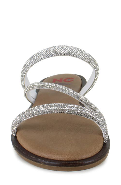National Comfort Aranda Crystal Embellished Sandal In Silver Suede