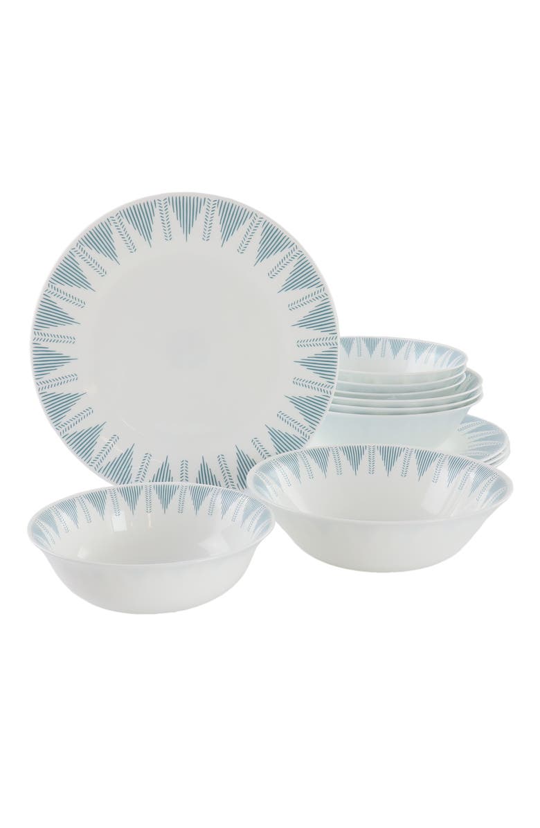 Ultra By Gibson Piper Point 12 Piece Opal Glass Dinnerware Set, Main, color, White