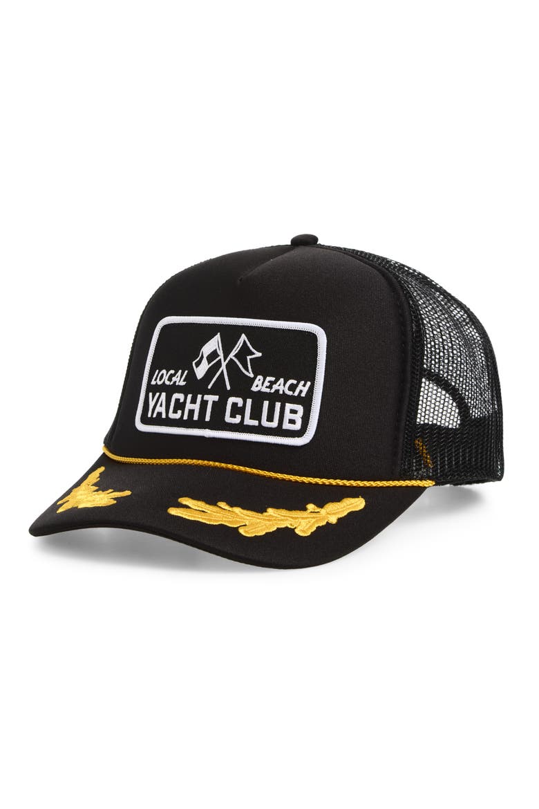 Yacht Club Snapback Trucker Hat, Main, color, CAPT'N BLACK/ GOLD