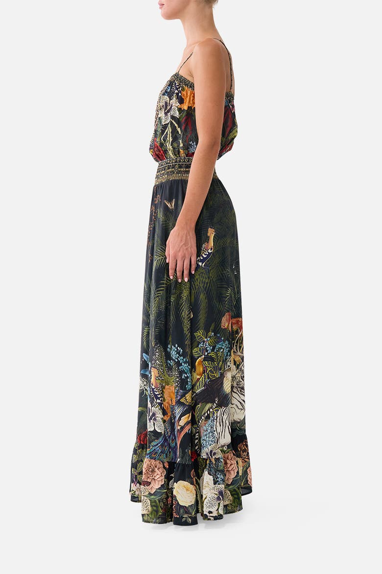 Shirred Waist Long Dress, Alternate, color, Palace Zoology