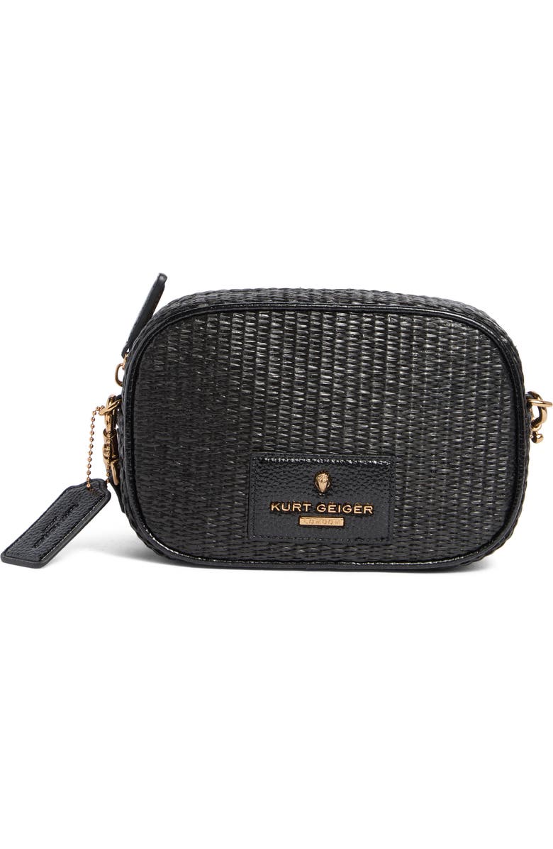 Kurt Geiger London Chiswick Raffia Camera Bag, Main, color, Black