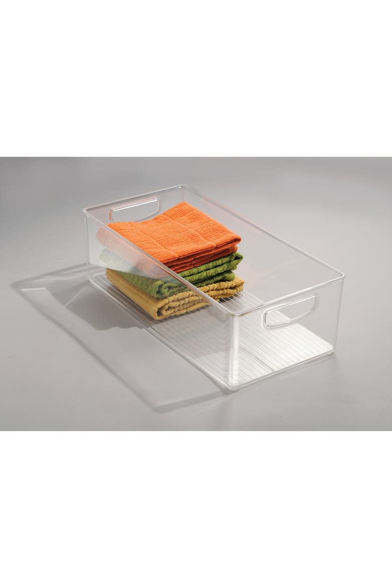iDesign Stackable Storage Bin with Handles, Set of 4, Clear, Alternate, color, Clear