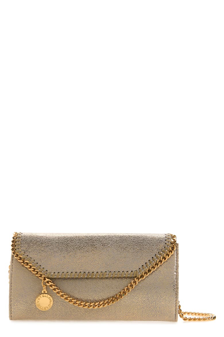 Falabella Faux Leather Continental Wallet on a Chain, Main, color, PYRITE