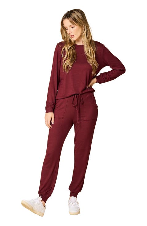 Dream Jersey Long Sleeve Crew Neck Lounge Set with Jogger Pant