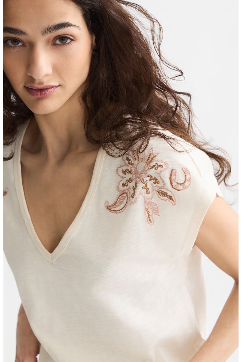 Embroidered Cotton Graphic T-Shirt, Alternate, color, EGGNOG