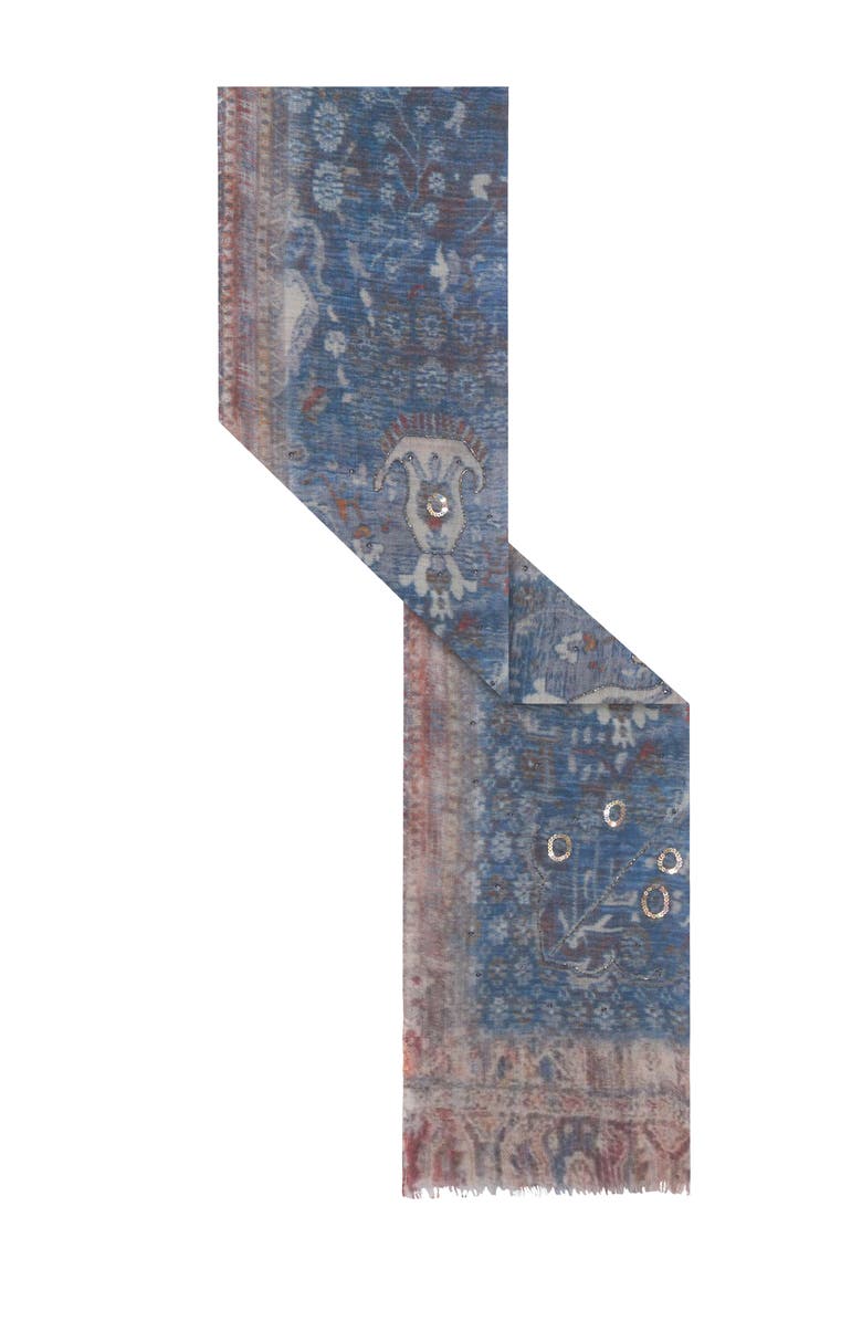 GERARD DAREL Rachelia Sequin Embroidered Scarf, Alternate, color, Indigo