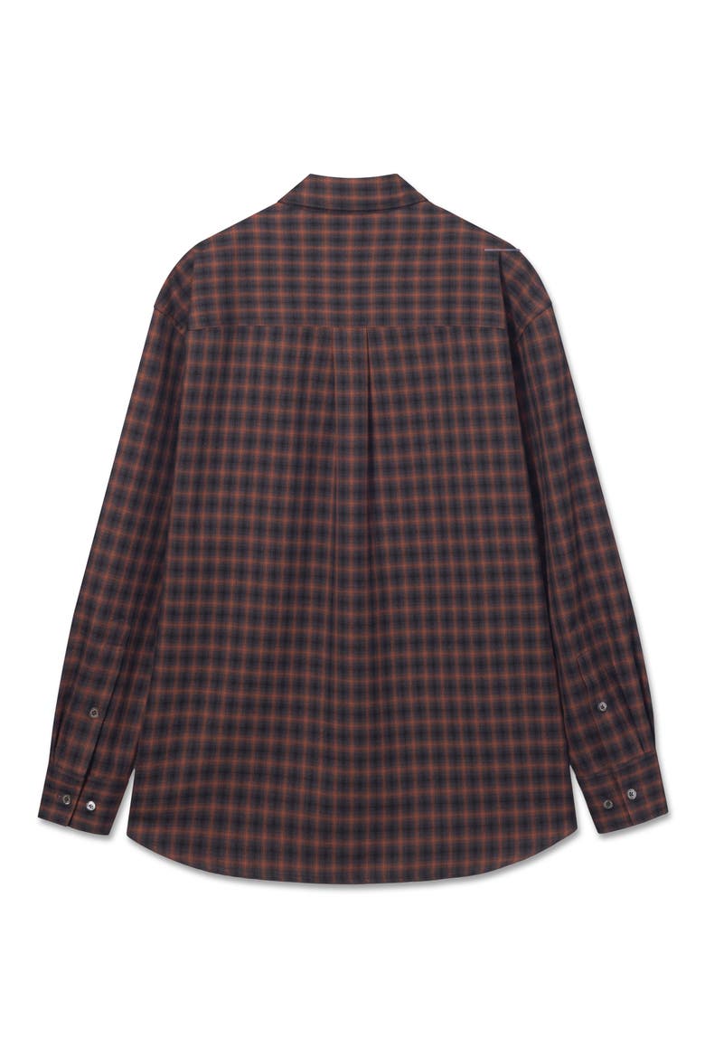 Oversize Check Flannel Button-Up Shirt, Alternate, color, BRICK