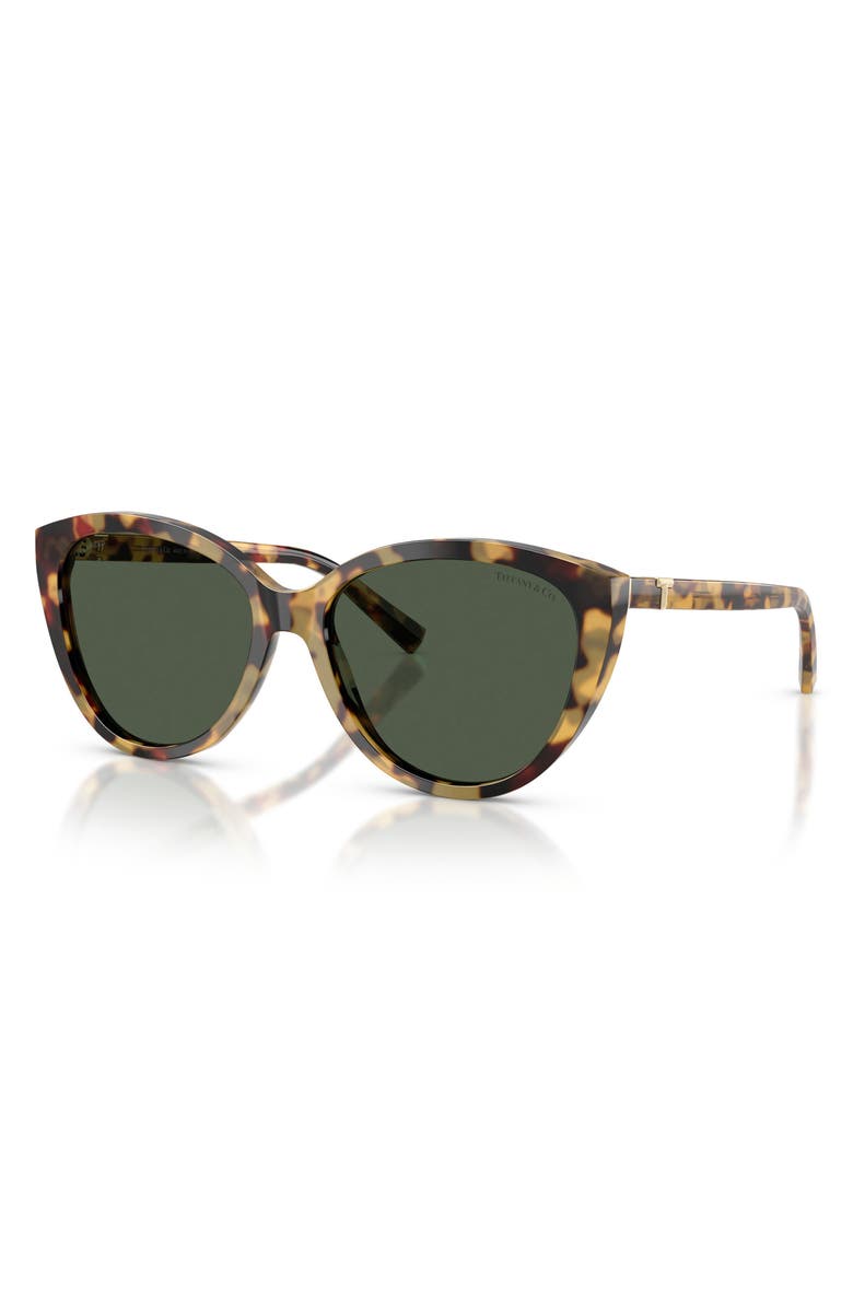 Tiffany & Co. 56mm Polarized Cat Eye Sunglasses, Alternate, color, Blonde Havana / Polar Green