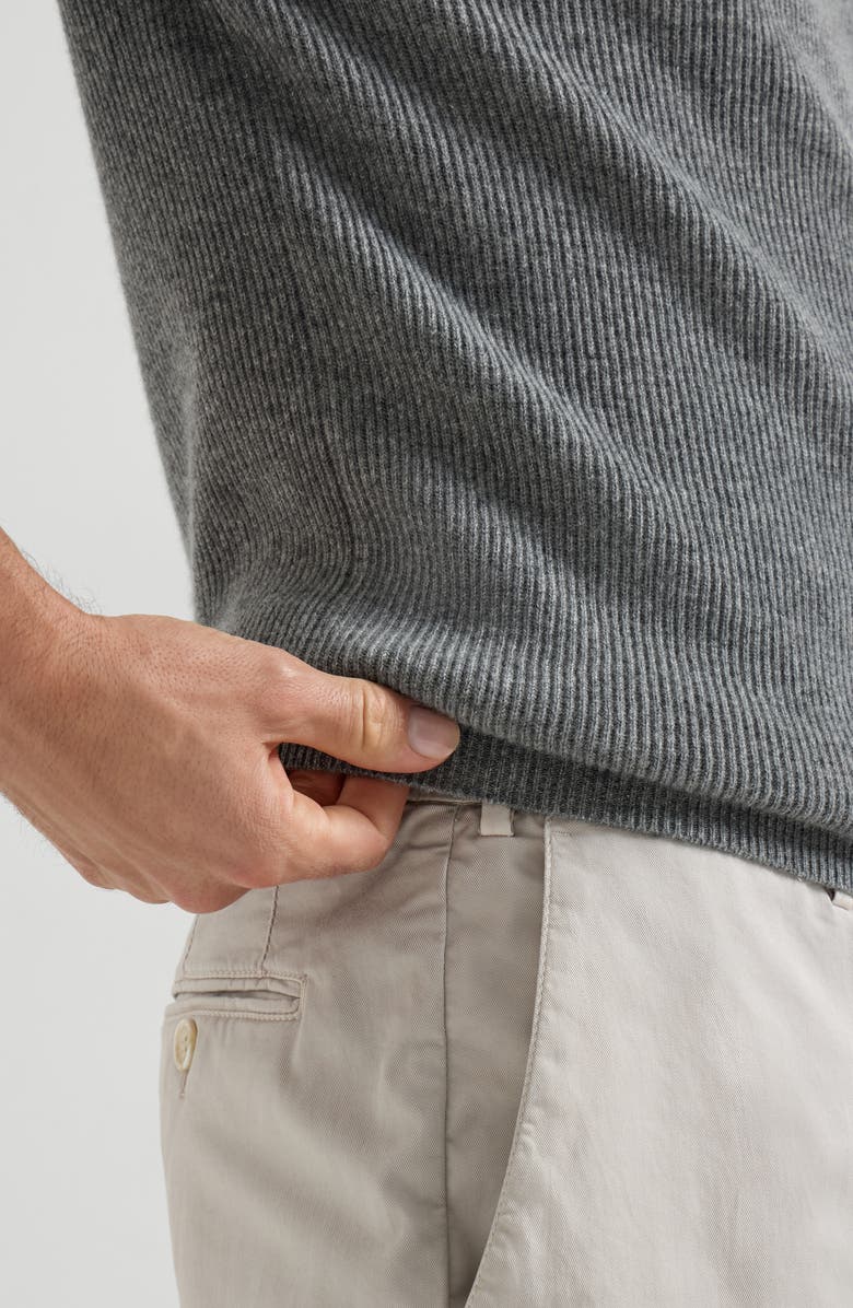 Brunello Cucinelli Cashmere English rib sweater, Alternate, color, Dark Grey