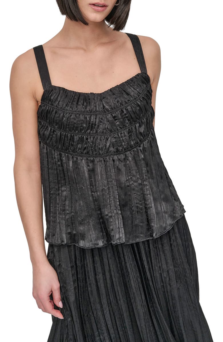 DKNY Crushed Pleats Sleeveless Top, Main, color, 